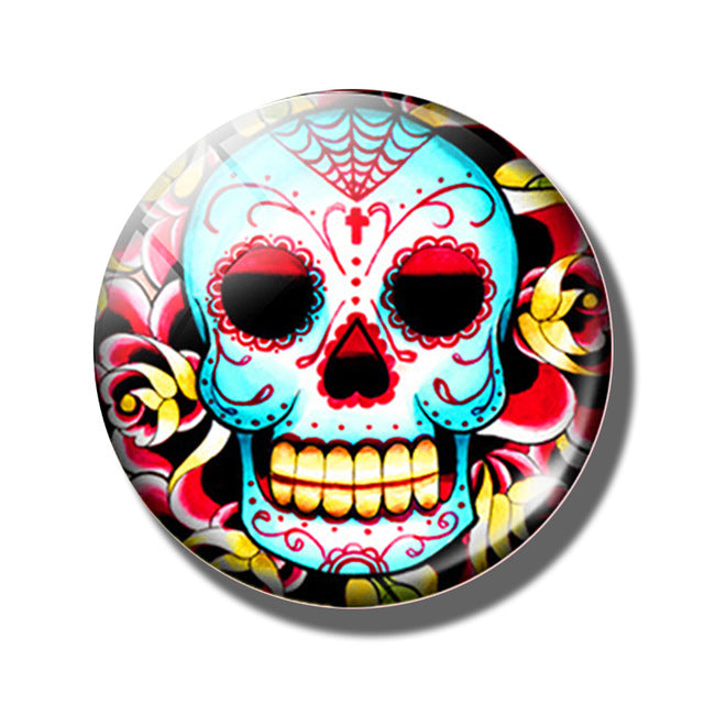 20 PCS Sugar Skull Day of The Dead 25MM Glass Cabochons
