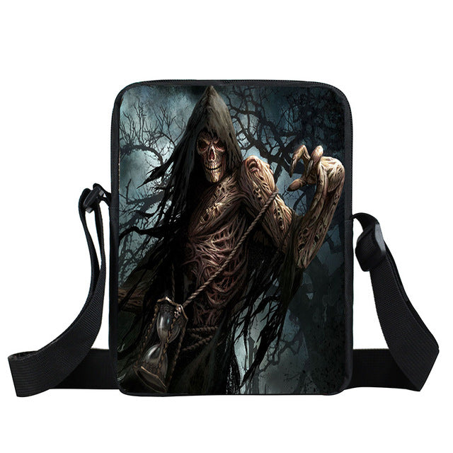 Grim Reaper Skull Handbags Women Messenger Bags Cool Rock Crossbody Bag Kids Shoulder Bag For Teenager Boys Girls Best Gift