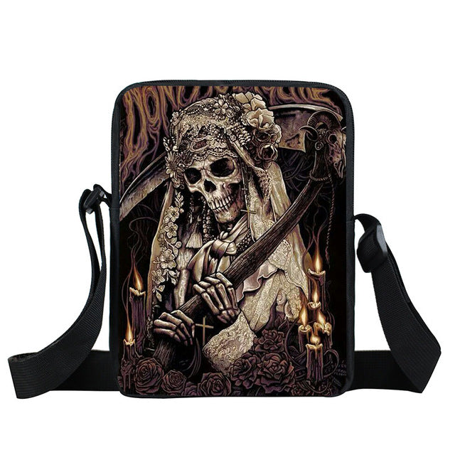 Grim Reaper Skull Handbags Women Messenger Bags Cool Rock Crossbody Bag Kids Shoulder Bag For Teenager Boys Girls Best Gift