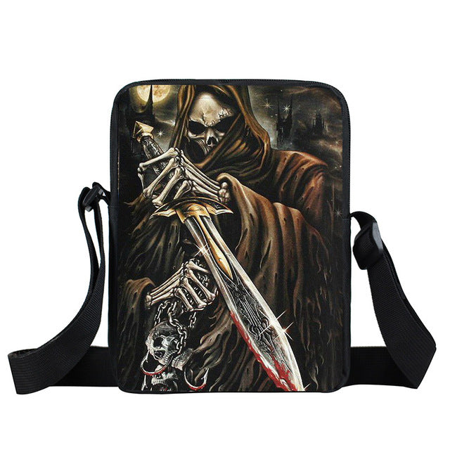 Grim Reaper Skull Handbags Women Messenger Bags Cool Rock Crossbody Bag Kids Shoulder Bag For Teenager Boys Girls Best Gift
