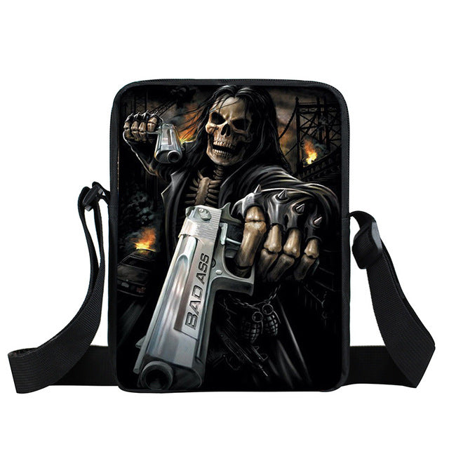 Grim Reaper Skull Handbags Women Messenger Bags Cool Rock Crossbody Bag Kids Shoulder Bag For Teenager Boys Girls Best Gift