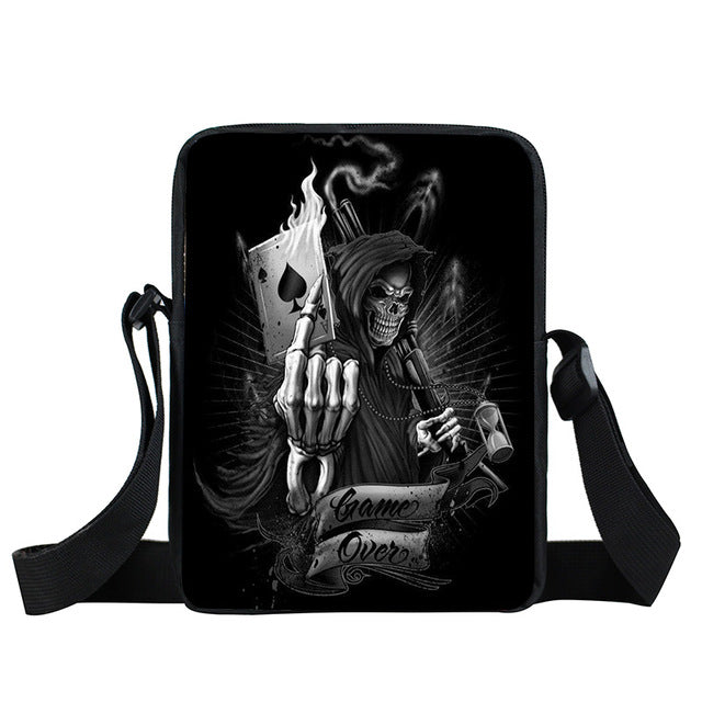 Grim Reaper Skull Handbags Women Messenger Bags Cool Rock Crossbody Bag Kids Shoulder Bag For Teenager Boys Girls Best Gift