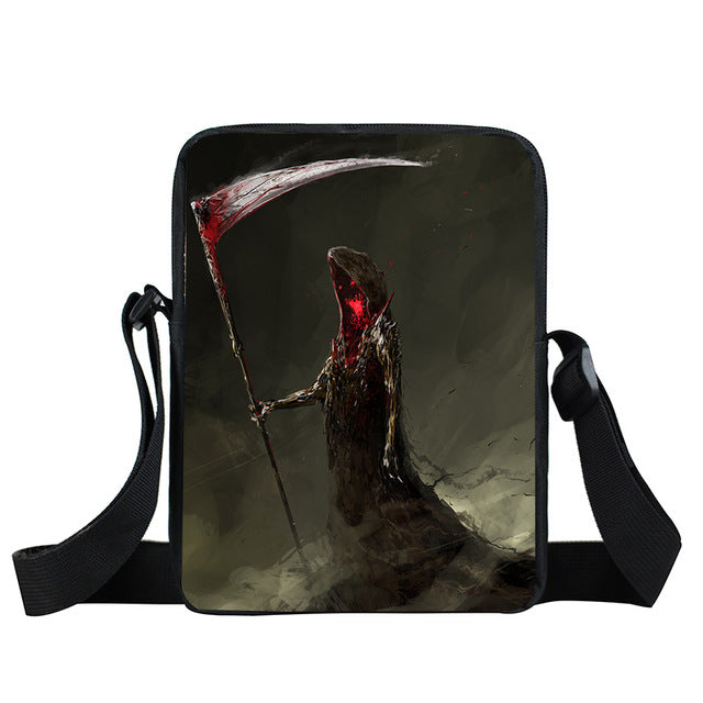 Grim Reaper Skull Handbags Women Messenger Bags Cool Rock Crossbody Bag Kids Shoulder Bag For Teenager Boys Girls Best Gift