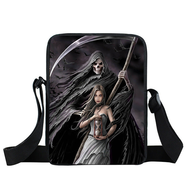 Grim Reaper Skull Handbags Women Messenger Bags Cool Rock Crossbody Bag Kids Shoulder Bag For Teenager Boys Girls Best Gift
