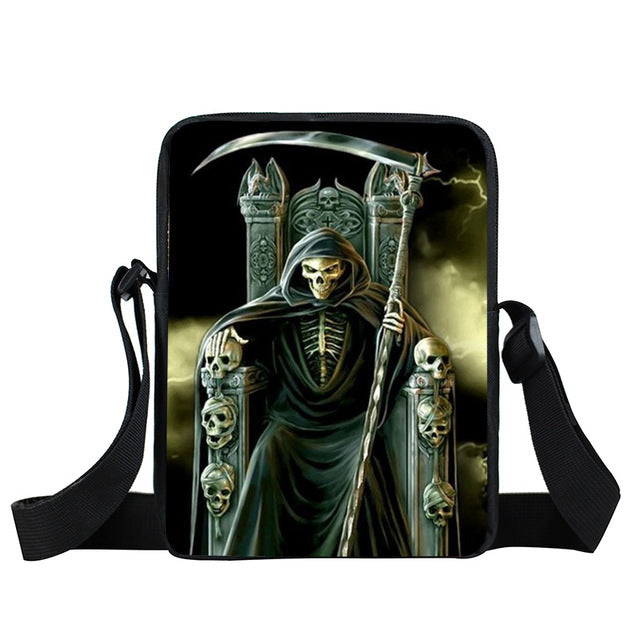 Grim Reaper Skull Handbags Women Messenger Bags Cool Rock Crossbody Bag Kids Shoulder Bag For Teenager Boys Girls Best Gift