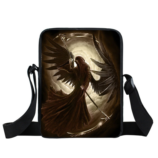 Grim Reaper Skull Handbags Women Messenger Bags Cool Rock Crossbody Bag Kids Shoulder Bag For Teenager Boys Girls Best Gift