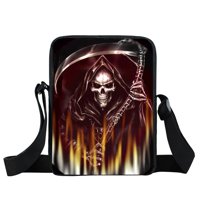 Grim Reaper Skull Handbags Women Messenger Bags Cool Rock Crossbody Bag Kids Shoulder Bag For Teenager Boys Girls Best Gift