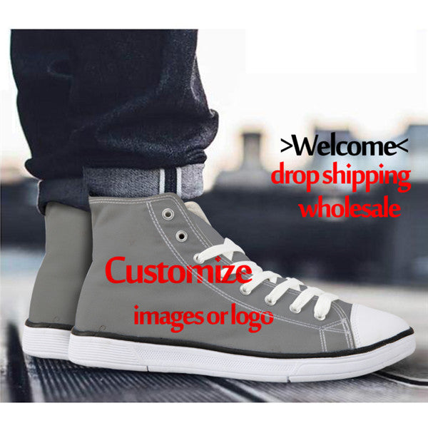 Punk Azrael Skull Print Men Canvas Shoes Casual Man's Lace-up Flats Shoes Fashion High top Vulcanized Shoes for Boys