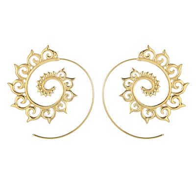 Punk Gold Sliver Hollow Spiral Dangle Earrings Women Ladies Tribal Gear Drop Earring Circle Ear Festival Jewelry 4755