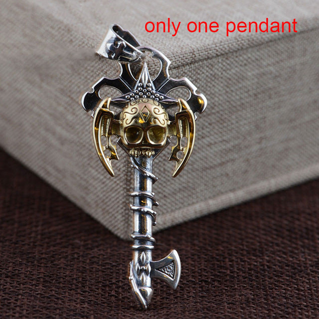 925 Silver Skull Pendant 100% Pure S925 Solid Silver Cross Pendants for Men Jewelry Making