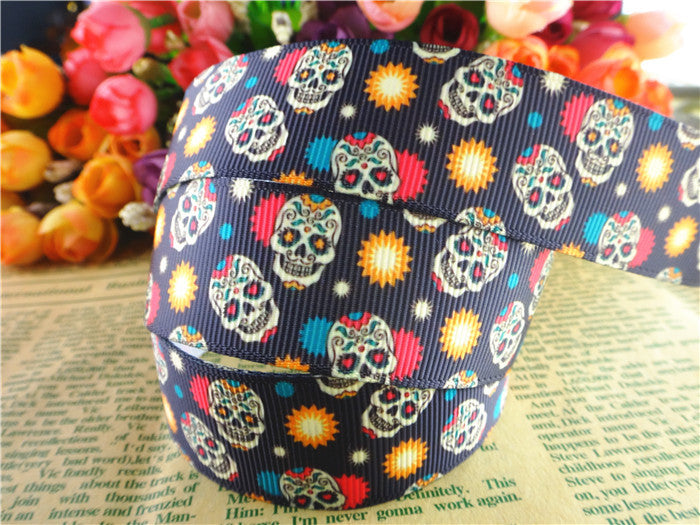 Yards skull printed grosgrain ribbons cartoon ribbon hair accessories tape