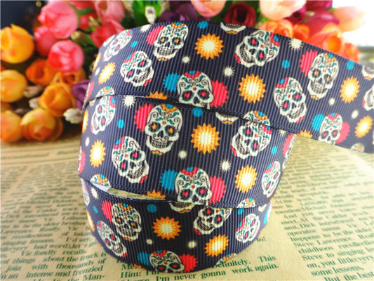 Yards skull printed grosgrain ribbons cartoon ribbon hair accessories tape