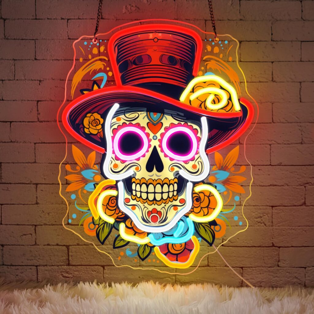 Dia De Los Muertos Decorations,Mexican Sugar Skull Neon Sign