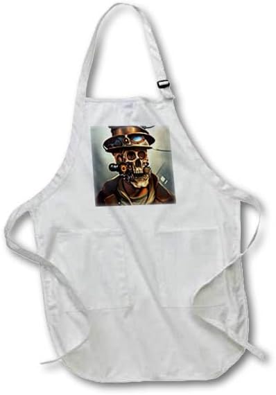 3dRose Fantastic steampunk skull in metal helmet. Fantasy mechanical gear - Aprons (apr-378673)
