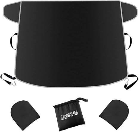 Windshield Snow Cover for Cars, Trucks, Vans - Waterproof, Windproof Winter Frost and Ice Removal Sunshade With Side Mirror Covers