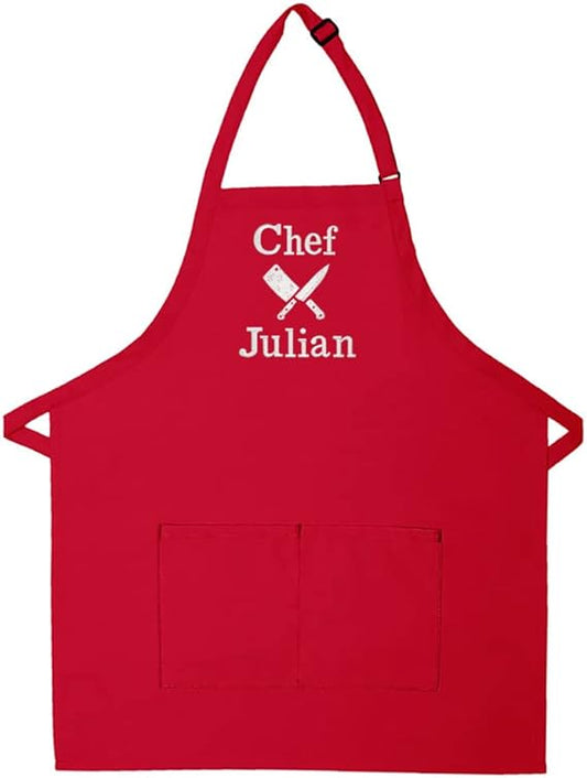 Made in the USA Personalized Embroidered Premium Adult Apron for Men Women Fathers Mothers Day Kitchen BBQ Grilling Gift