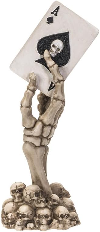 SUMMIT COLLECTION Gifts The Death Card Gothic Skeleton Hand Card Holder Statue Ace of Spades Playing Card Display Halloween Decorative Polyresin Figurine 7.25" H