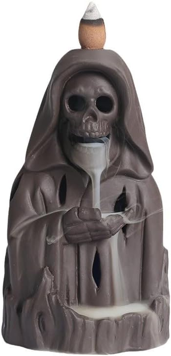 YYW Backflow Burner Skull for Home and Office, Ceramic Incense Burner for Meditation Yoga Room Décor