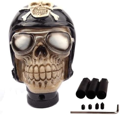 Skull Head Gear Shift Skull Head Gear Shift Knob - Pilot Skeleton Style MT Car Gear Stick Shift Head - Fit Most Manual Automatic Transmissions(Black)