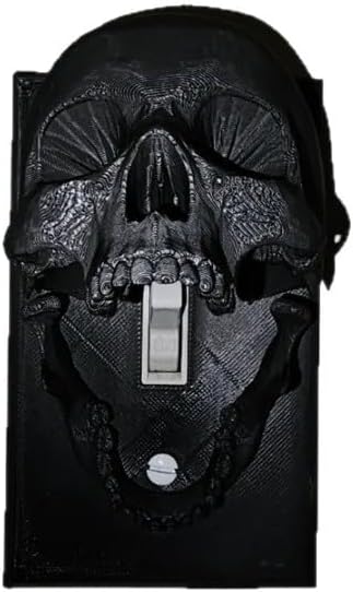 Gothic Skull Light Switch Cover, 3D Printed Single Toggle Wall Plate, Halloween Home Decor, Black