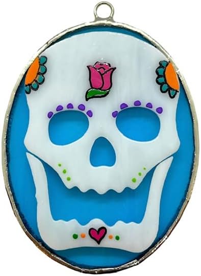 Glass Cover: Sugar Skull (Hand Painted/Gift/Stained Glass/Home Decor/Day of The Dead)