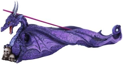 Pacific Giftware Purple Dragon with Skulls Statue Incense Burner