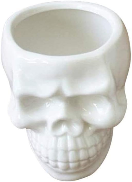 BinaryABC Halloween White Ceramic Skull Succulent Planter Pots,Skull Mini Flower Plant Pot,Halloween Home Office Desk Ornament Décor