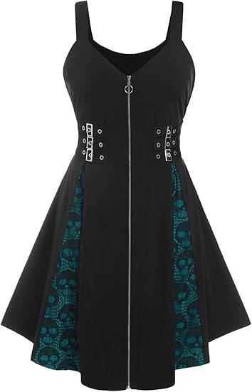 Womens Plus Size Dresses Sleeveless V-Neck Gothic Vintage 50S Party Maxi Dress