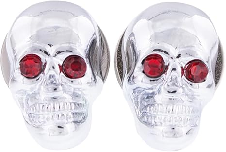 United Pacific 70315 Chrome Plated Skull w/Jewel Eyes License Plate Fastener, Zinc Die-Cast Construction, Detailed Design - ONE Set (Pack of 2)