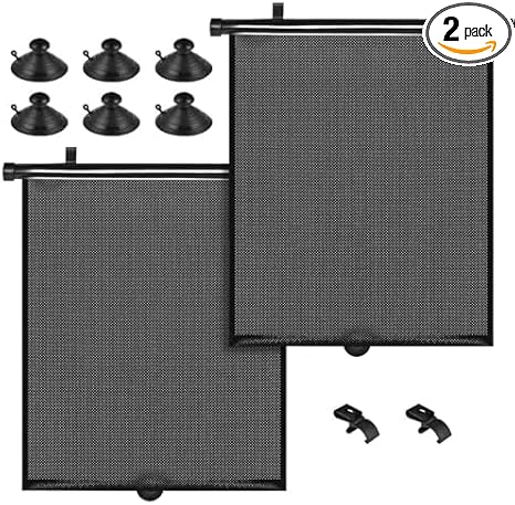 PLTCAT 2 Pack Car Sun Shade Side Window for Baby, Roller Vehicle Shades Sun Protection Shade for Car Side Window (Standard-16''x18'')