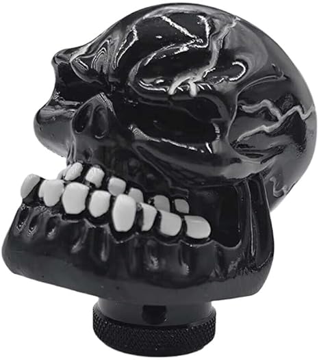 Skull Car Gear Shift Knob, Big Tooth Skull Stick Shifter, Car Transmissions Shifting Lever Handle Compatible with Most Automatic Manual Truck Car SUV (Black)