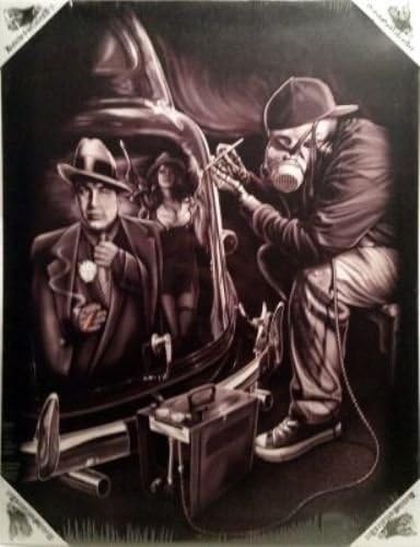 Day of the Dead Low Rider Stretched Canvas Wood Framed Wall Art 12x16 Inches - Imagination