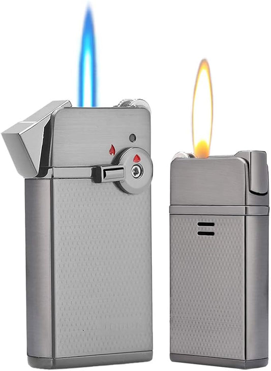 YUSUD Torch Cigar Lighter, Butane Fuel Refillable, Soft/Jet Flame Switchable Cigarette Lighter with Flame Adjustable and Rotatable Switch, Unique Gift for Tobacco Pipe & Cigar