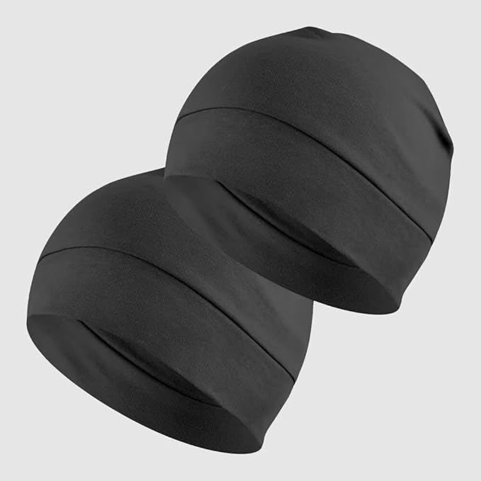 Breathable Cotton Skull Caps, 2-Pack Lightweight Beanie & Helmet Liner for Adults