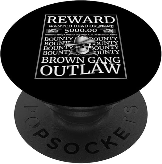 Wanted Poster Western Vintage Cowboy Skull Brown Family Gang PopSockets Standard PopGrip