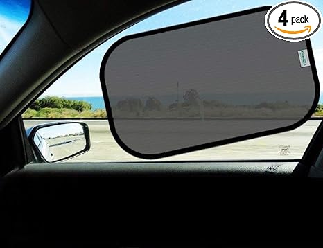 kinder Fluff Car Window Shade (4X Transparent Sunshades) - The Only Certified Car Window Sun Shade for Driver Proven to Block 99.95% UVR - Standard
