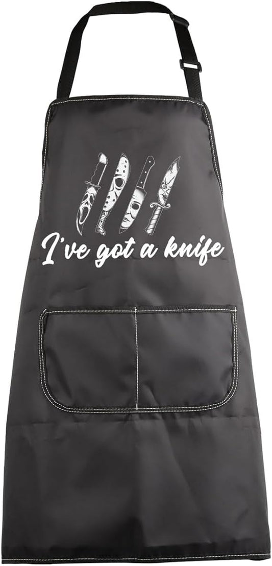 MBMSO Chef Knife Apron I've Got a Knife Horror Movie Cooking Apron for Horror Movie Fans Scary Movie Gift for Cooking Lovers