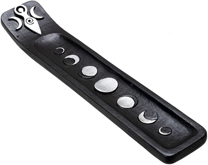 Pacific Giftware Triple Goddess Incense Burner Mystical Resin Holder with Crescent Moon and Lunar Phases Design Ideal for Aromatherapy and Home Decor 8.98" Long