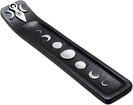 Pacific Giftware Triple Goddess Incense Burner Mystical Resin Holder with Crescent Moon and Lunar Phases Design Ideal for Aromatherapy and Home Decor 8.98" Long