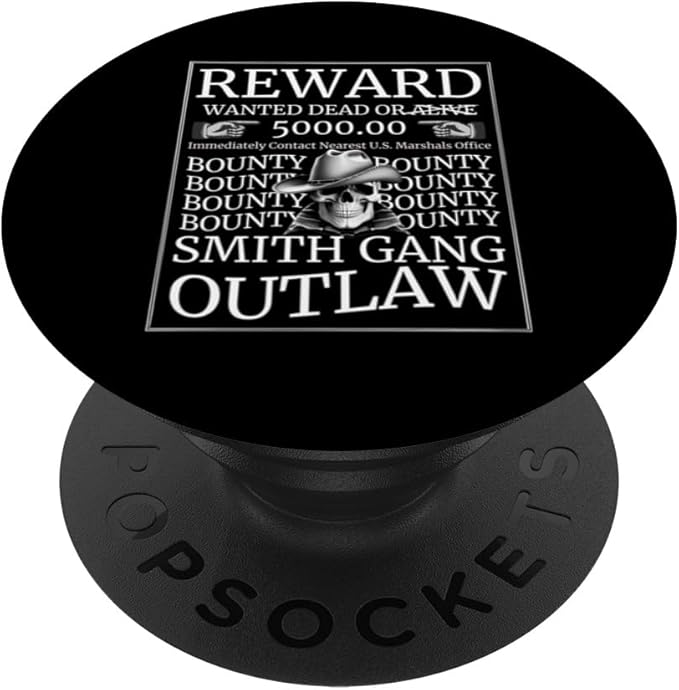 Wanted Poster Western Vintage Cowboy Skull Smith Family Gang PopSockets Standard PopGrip