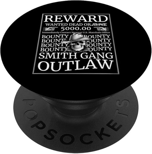 Wanted Poster Western Vintage Cowboy Skull Smith Family Gang PopSockets Standard PopGrip