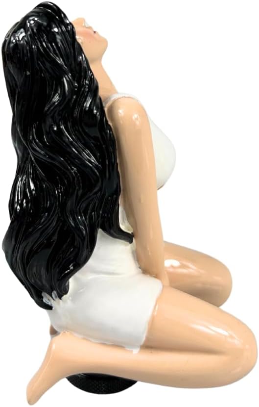 Sakali Sexy Girl with Long Hair Car Gear Stick Shift Shifter Knob Universal fit for Most Manual Transmission or Automatic Transmission Without Lock Button (White)