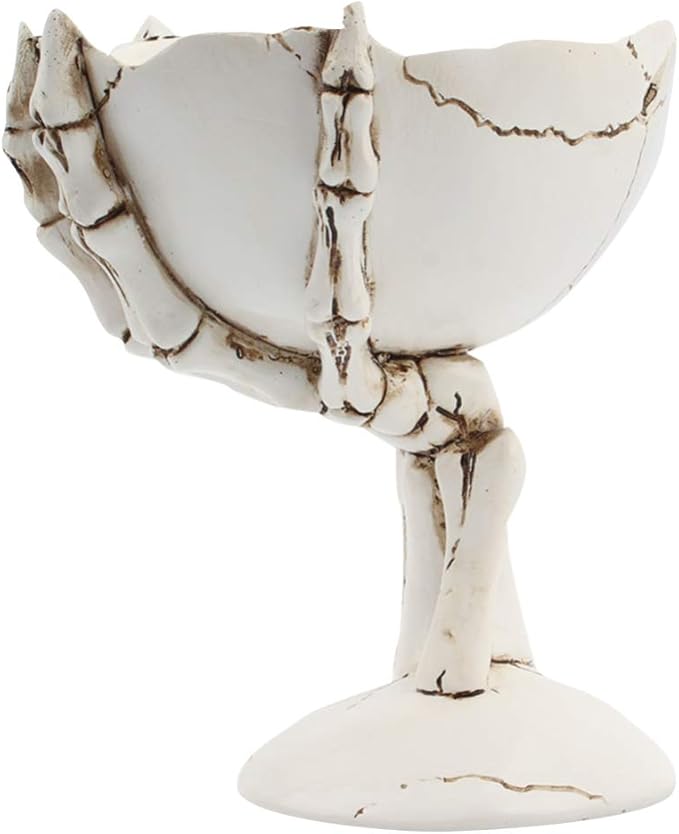 Halloween Candy Bowl - 1pc Skull Fruit Plate Spooky Skeleton Hand Treat Dish - Flower Pot Storage Holder for Haunted House Horror Party Festive Occasions Home Table Decor