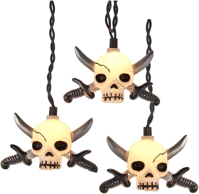Kurt S. Adler UL 10-Light Skull with Silver Sword Light Set