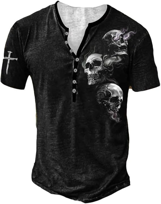 3D Print Skull T Shirts for Men Vintage Graphic Funny Horror Shirt Novelty Graphic T Shirts, 5X-Large