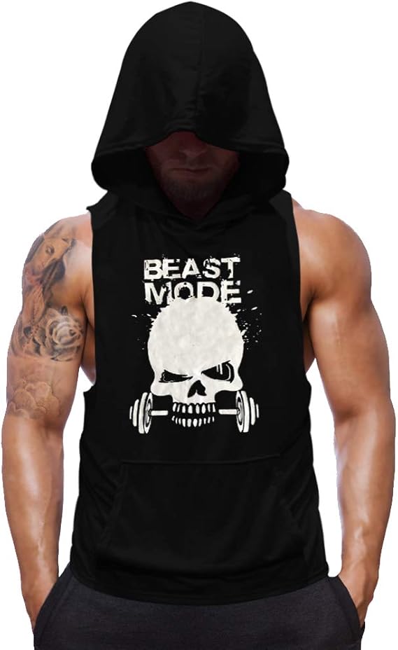 Mens Skull Print Sleeveless Fitness Vest Bodybuilding Stringers Workout Tank Tops