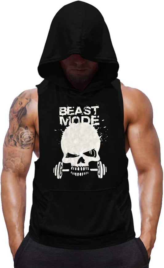 Mens Skull Print Sleeveless Fitness Vest Bodybuilding Stringers Workout Tank Tops