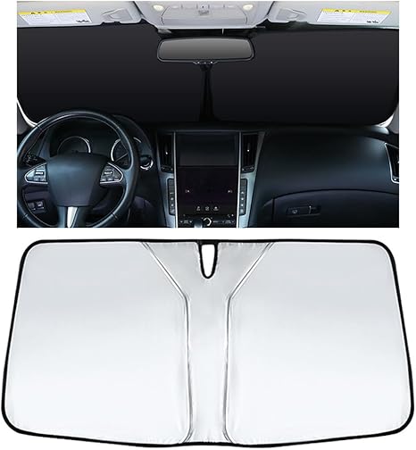 Car Windshield Sun Shade, 55.9 * 27.5 inches Car Shade for Front Window, Foldable Sun Heat UV Protection Cover, Summer Vehicle Accessories Keep Your Vehicle Interior Cool, Fits Cars SUV Truck