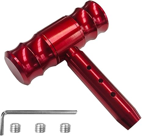 Car Gear Shift Head, Car Modification Aircraft Joystick Shift Knob, Aluminum Alloy Gear Shifter, T-Handle Car Shifter Lever, Universal Car Accessories Fit for Most Manual Cars (Red)
