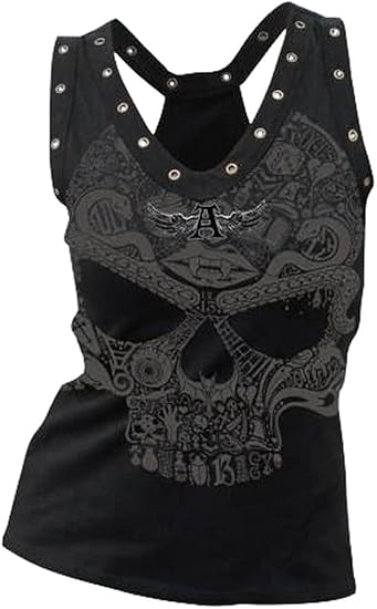 Skull Shirt for Women Tank Top Sleeveless Workout Summer Printed Loose Running T-Shirt Vest